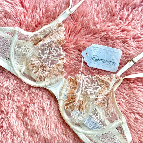 🐚 NWT La Perla Love Stone Embroidered Stretch-Tulle Underwire Lingerie Set 🐚 - Picture 3 of 11